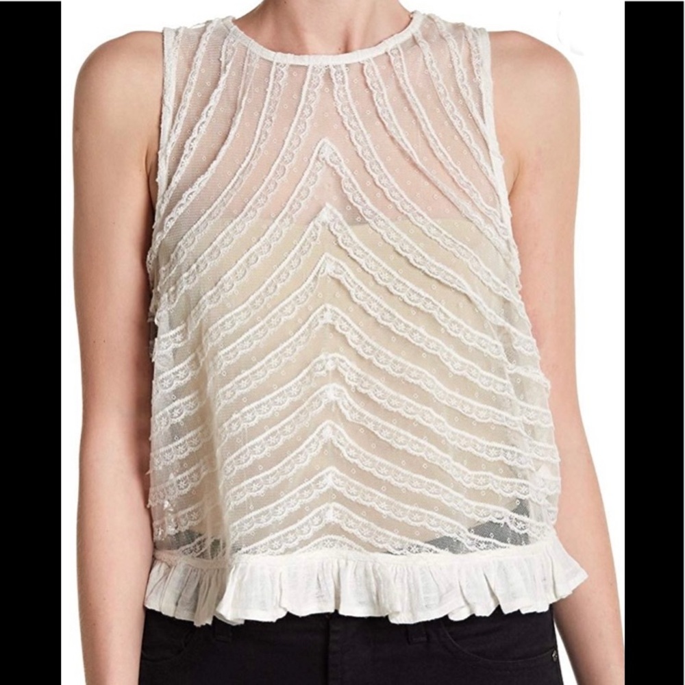 Free People She’s a Doll Lace Tank, Ivory, xs